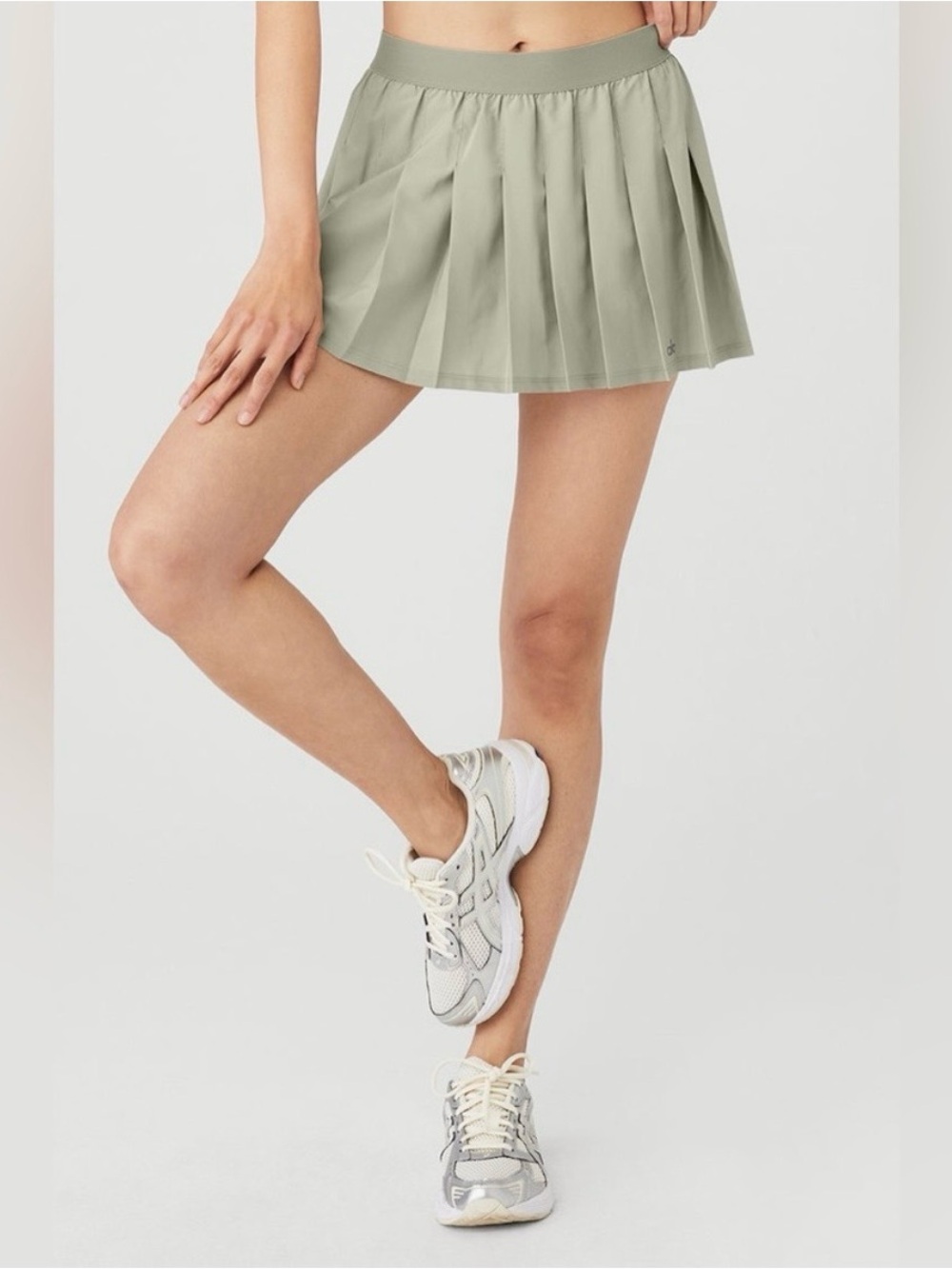 ALO Size S Varsity Tennis Pleated Mini Skirt Skort Limestone